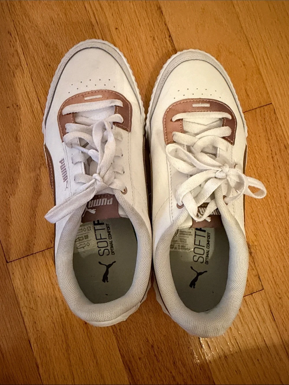 Puma White Sneakers with Rose Metallic Accent